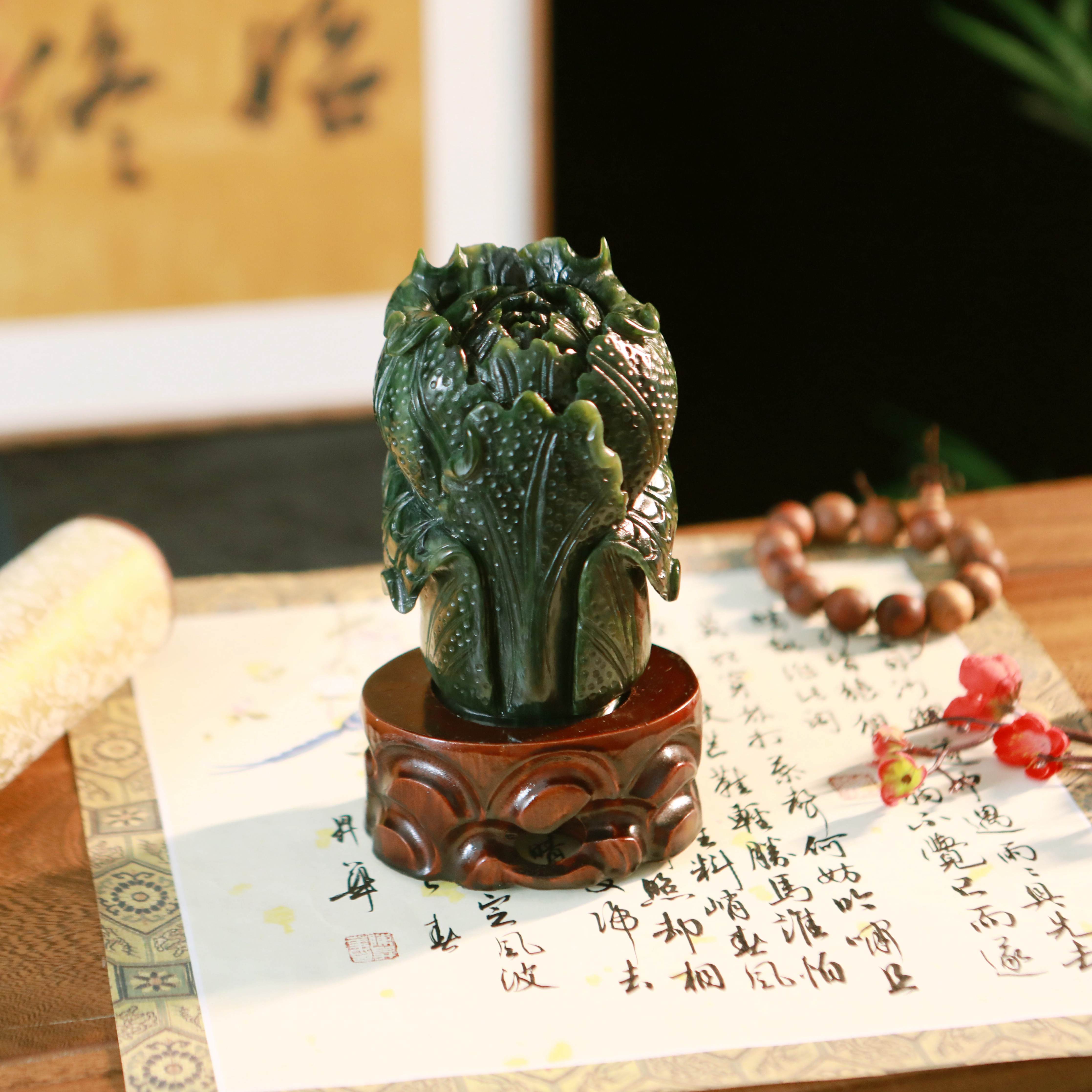佰財聚來手工雕刻和田玉白菜– sssc1995
